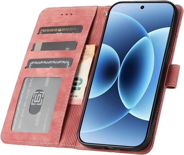 Detalle de CXTcase Handyhülle für Xiaomi 17 – PU Leder Flip Case mit Kartenfächern & Standfunktion, Rosa