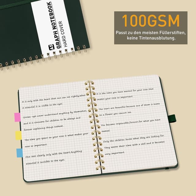 Detalle de PYNEX Notizbuch A5 kariert – 140 Blatt 📓