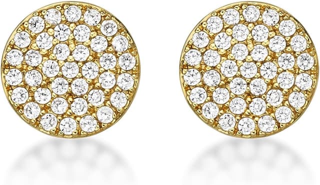 Thumbnail 6 de Diamond Treats Petites boucles d’oreilles en argent 925 rondes en disque serties de pierres (oxydes de zirconium)