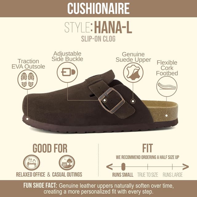 Detalle 2 de CUSHIONAIRE Hana suede leather clog — women’s slip-on shoes