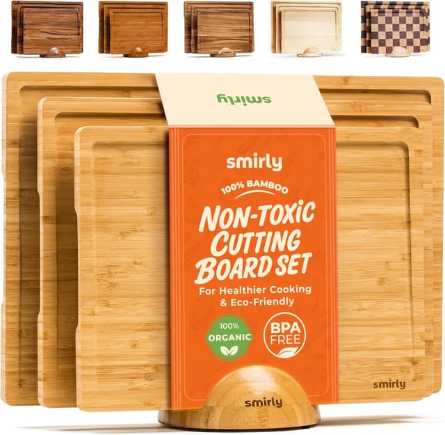 Detalle de SMIRLY Bamboo Cutting Board Set with Holder