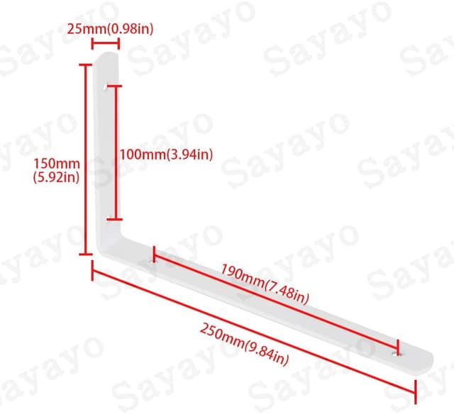 Detalle de SAYAYO EJ5218W-4P – lot de 4 supports d’étagère murale en inox forme L pour fixation flottante
