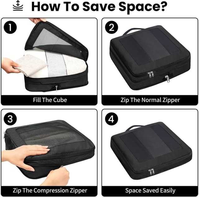 Detalle 2 de Prezon Kompressions-Packwürfel – komprimierbarer Reise-Organizer mit Netzfenster