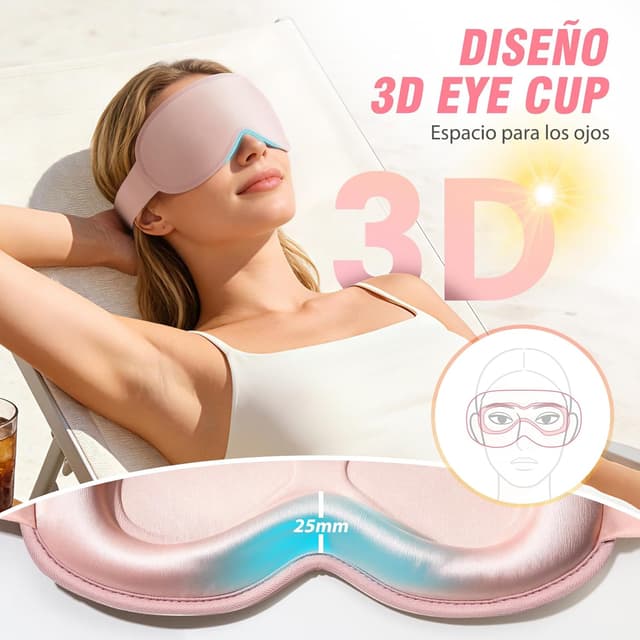 Detalle 2 de GRIFEMA GH03-1 Antifaz 3D Rosa para dormir