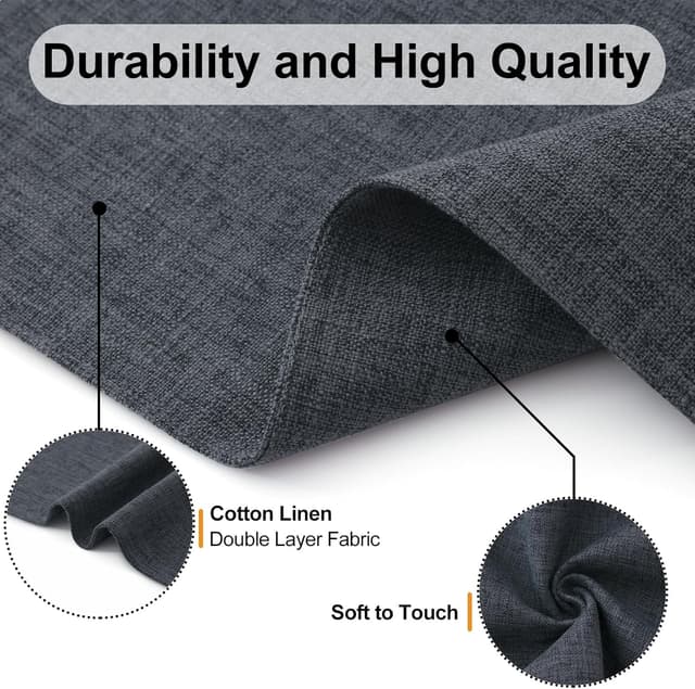 Detalle 2 de Homaxy Cloths Placemats for Dining Table (Set of 8) — Heat-Resistant Washable Cotton Linen Blend, Charcoal Gray, 13 x 19 in