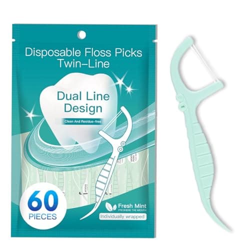 Detalle de 60 fils de dentaire menthe deux fils pour nettoyage