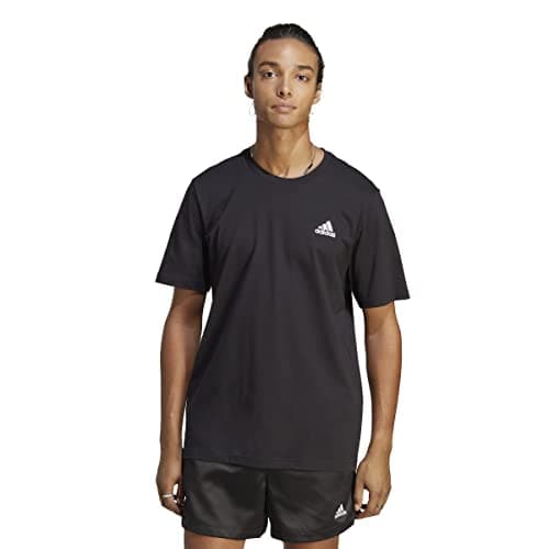 Detalle de adidas Essentials Tee L negro – logo bordado