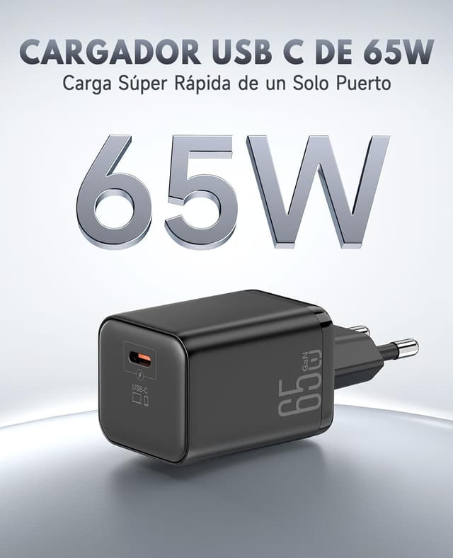 Detalle 2 de ViSSKO cargador de 65W para MacBook Air con USB-C PD 3.0 y GaN II (cable trenzado USB-C de 2 m)