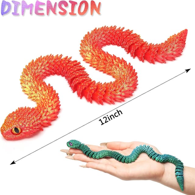 Detalle 2 de 3D Printed Snake Toys 12in, 4 Pack