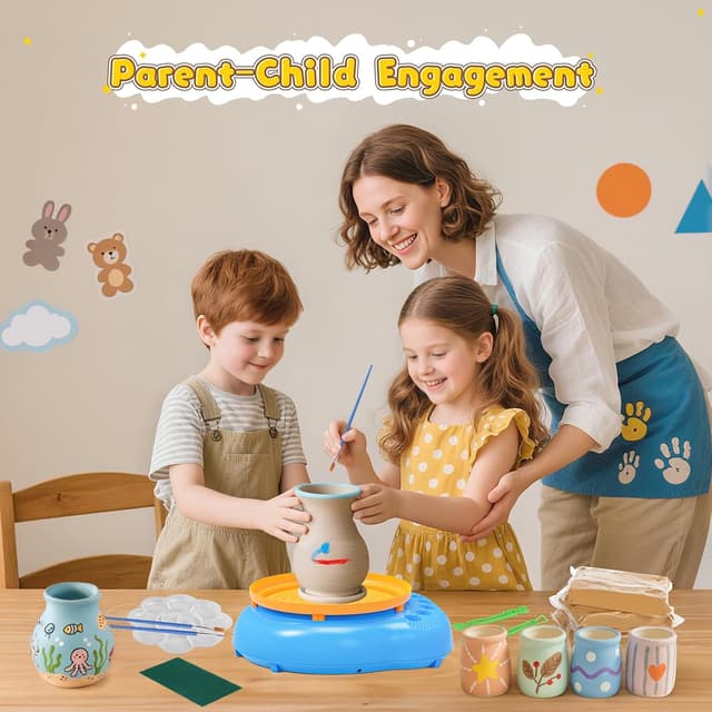 Thumbnail 6 de Weilim Pottery Wheel for Kids (Ages 6–12) – Complete DIY Pottery Kit for Beginners with Air-Dry Clay Packs & Tools (Bule)