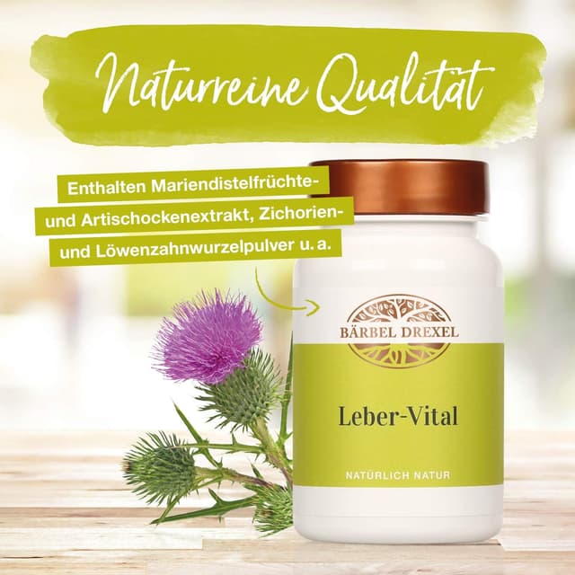 Detalle de BÄRBEL DREXEL® Leber-Vital Kapseln mit Silymarin (Mariendistel) – vegan, 108 Stk