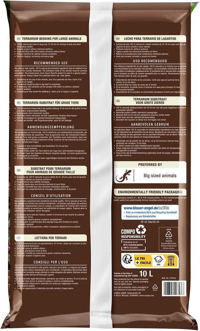 Detalle 2 de COMPO ZOO Lettiera universale per terrari in corteccia di pino, pezzatura 10-18 mm