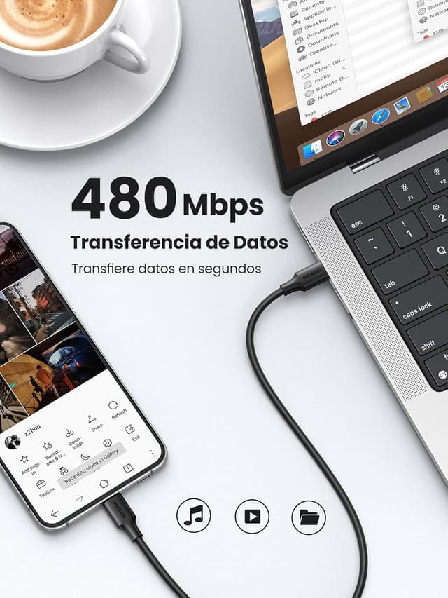 Detalle 2 de UGREEN 60W Cables USB-C 3 Pack ⚡ Compatible con MacBook y Galaxy