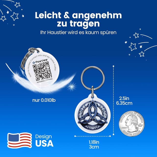 Detalle de PawView 2er-Set Hundemarke mit QR-Code – personalisiertes Notfallprofil, wasserdicht & Verlustschutz