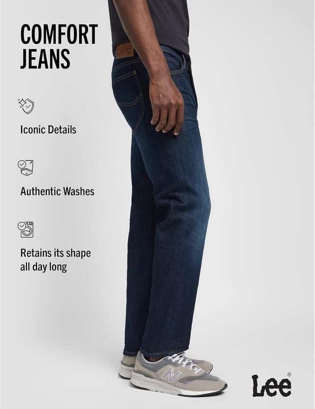 Detalle de Lee Men’s Daren Zip Fly Regular Straight-Leg Jeans (Strong Hand Blue)