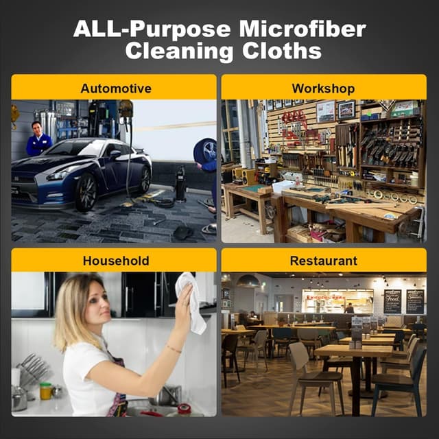 Thumbnail 6 de UNIMADE Shop Rags (100 Sheets) Microfiber Cleaning Cloths, Lint-Free Bulk Towels