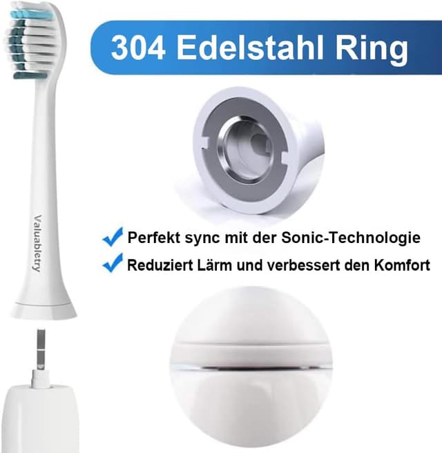 Detalle 2 de 16 Whitening Clean Ersatzbürsten für Philips Sonicare (8x Weiß & 8x Schwarz) – kompatibel mit Snap-On Griffen