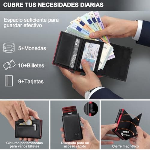 Detalle 2 de TENBST Cartera a cuadros para hombre 10 cm