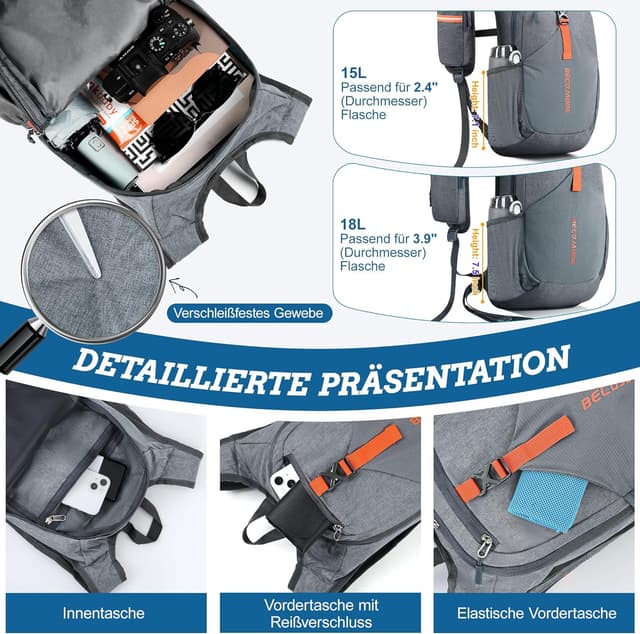 Thumbnail 2 de BECOJADDE 15L Wanderrucksack