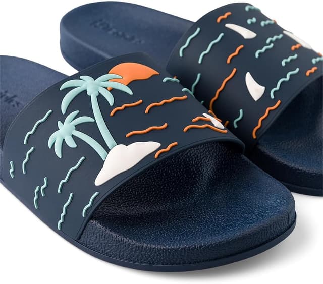 Detalle de Dedoles Badeschuhe & Hausschuhe für Damen, Herren und Kinder – bunte Badesandalen mit lustigen Designs