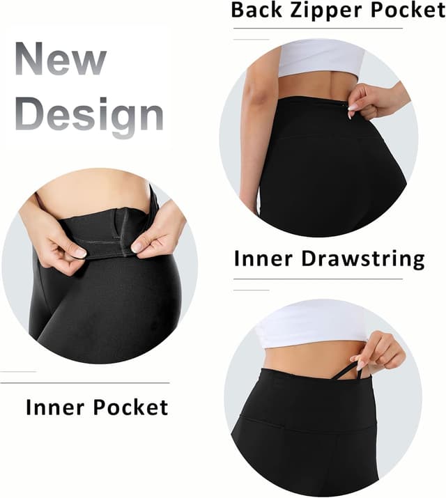 Detalle de OVRUNS High Waist Yoga Pants for Women with Pocket – non see through stretch gym leggings