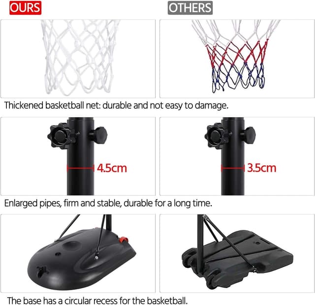 Detalle de Portable basketball hoop 217 to 277 cm