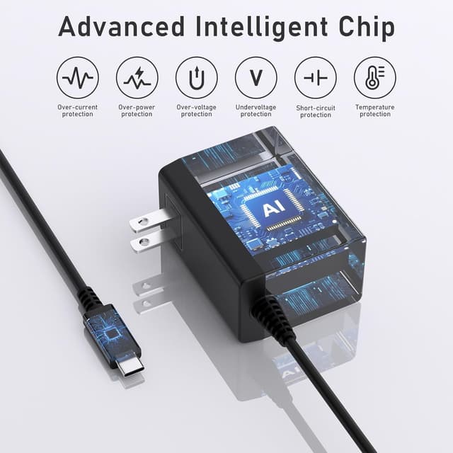 Detalle 2 de Replacement 39W USB-C AC Adapter Charger for Nintendo Switch (Switch Lite/OLED) & Steam Deck Dock