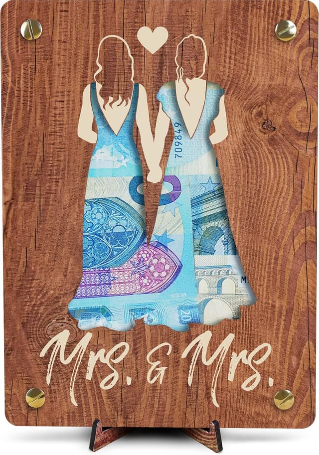Detalle de Hochzeit Lesbisches Paar XL Geldgeschenk aus Holz