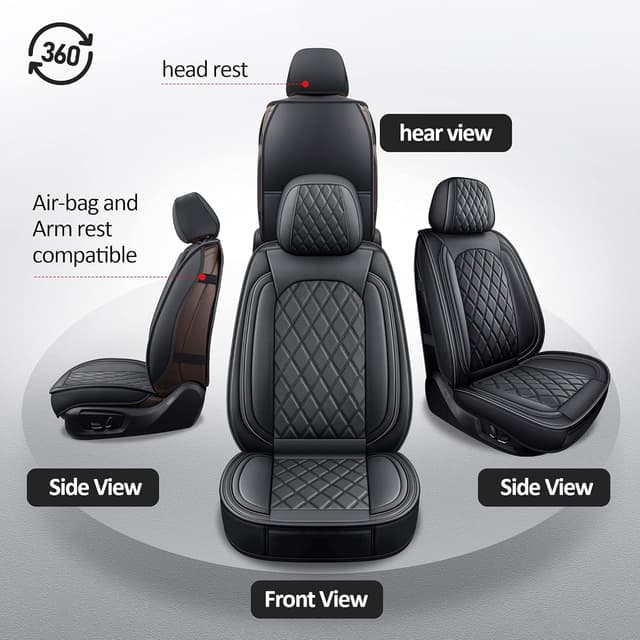 Detalle de MIROZO Seat Covers Full Set (Front & Back) — Waterproof Black Car Seat Protectors for Most Sedans, SUVs, Trucks & More