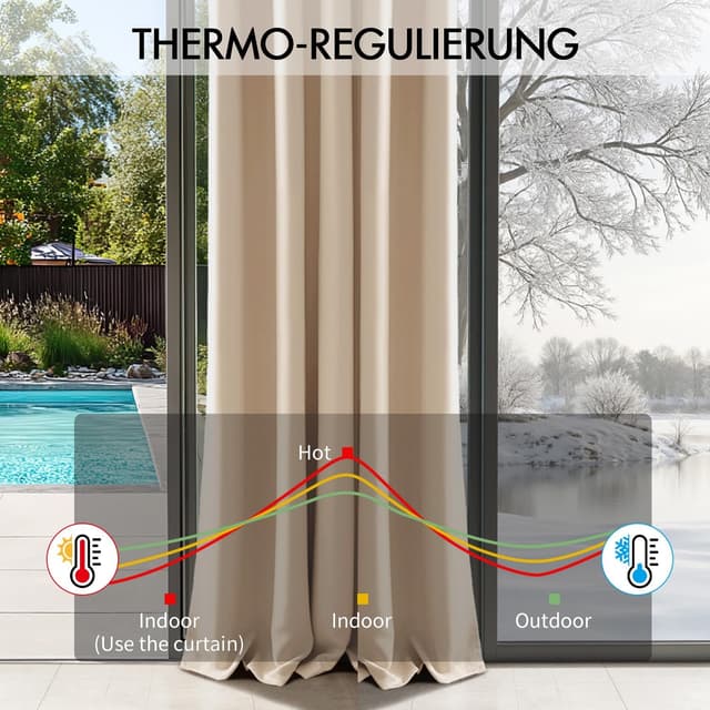 Detalle de EMEMA Verdunklungsvorhänge 245 cm lang, 2er-Set