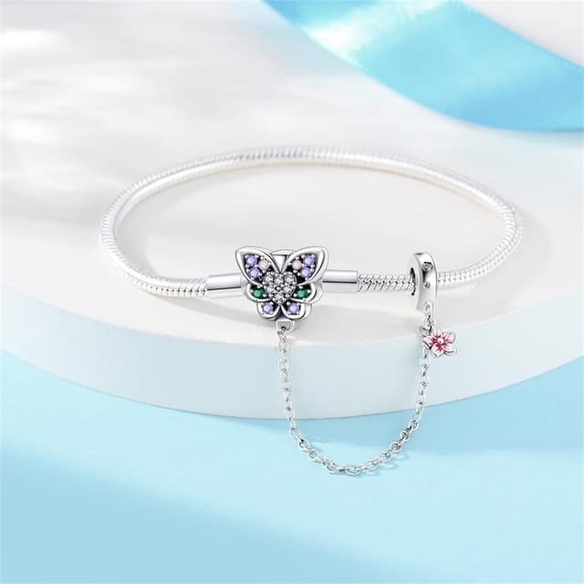 Detalle de KUNSIR Moments bracciale donna in argento sterling 925 con design snake, compatibile con ciondoli stile Pandora