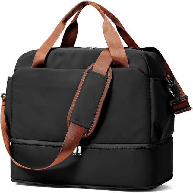 Detalle de HPLQQ Ryanair underseat cabin bag 40x30x20L weekend holdall with wet pocket, shoe compartment (F3 Black Brown)