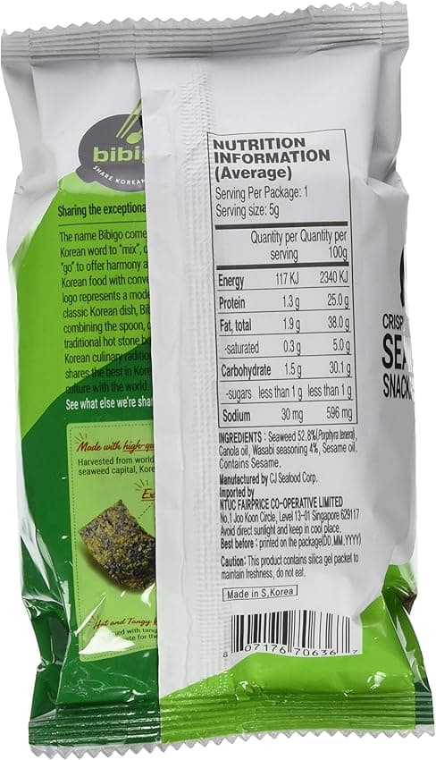 Thumbnail 1 de BIBIGO Snack algues wasabi 3 x 5 g đ