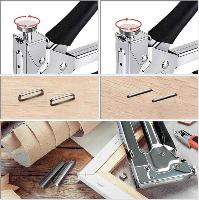 Detalle de NEU MASTER Handtacker Set 3-in-1 für Holz mit 2000 Klammern und Klammerentferner