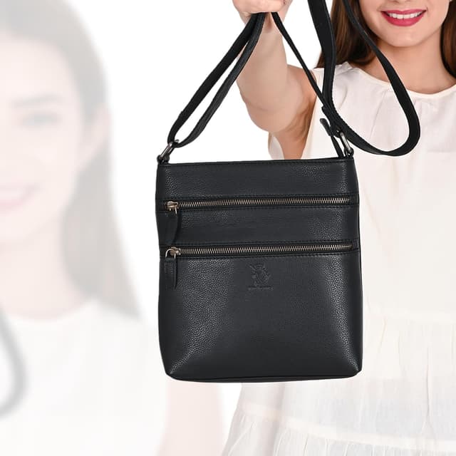 Thumbnail 1 de LEARICHI Schwarze Leder-Umhängetasche 9x2x10