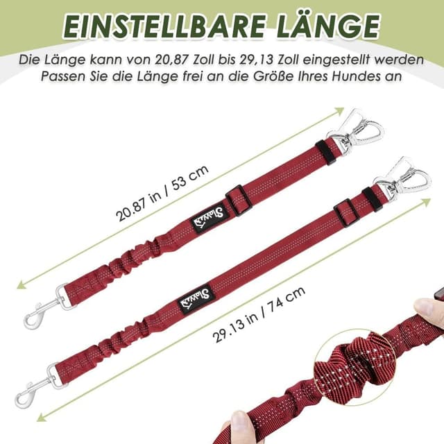 Detalle de SlowTon Hundegeschirr mit Sicherheitsgurt für Auto (atmungsaktives Mesh) – inkl. Sicherheitsgurt mit 2 Karabinern