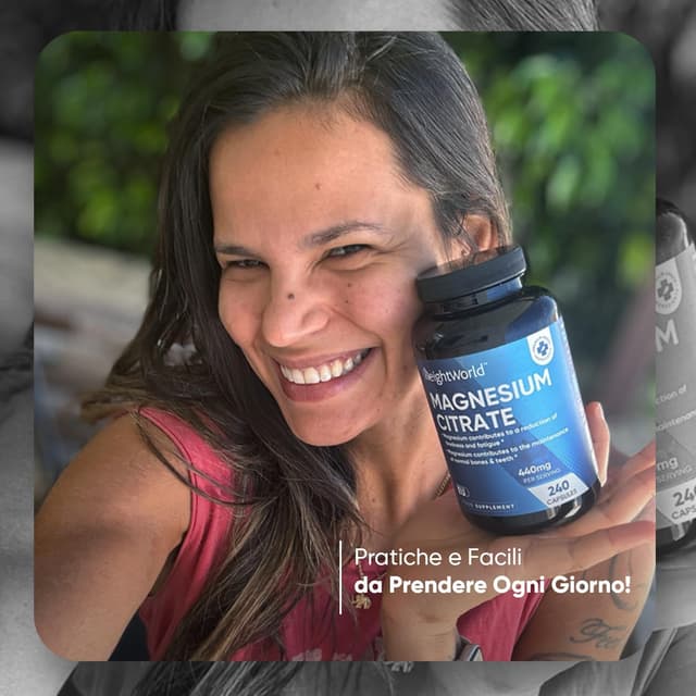 Detalle de WeightWorld Magnesio Citrato Tamponato 30% 444 mg: 240 capsule vegane (4 mesi)