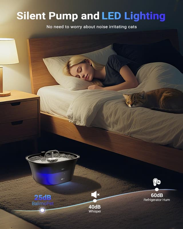 Detalle de Katzenbrunnen 2,5 L Trinkbrunnen mit Aktivkohlefilter 💧🐱