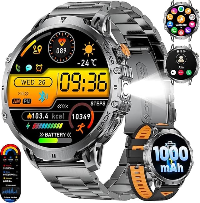 Detalle de BENYAR SMART-Reloj Hombre con Batería 1000 mAh ⌚️ IP68 Impermeable