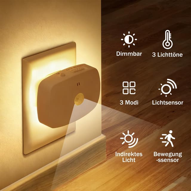 Detalle 2 de YzzYzz LED Nachtlicht Steckdose 2 Stück