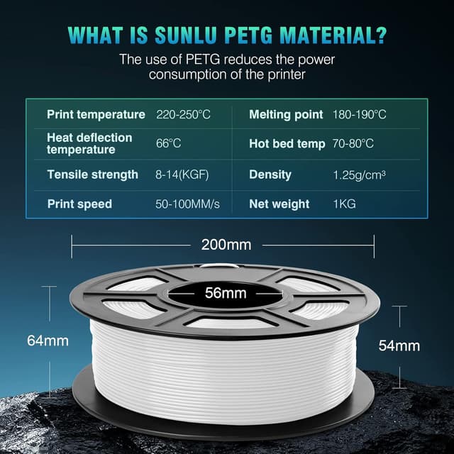 Detalle 2 de SUNLU 1.75 mm PETG 4kg filament bundle for FDM 🖨