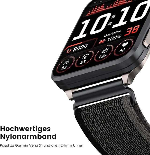 Detalle de NewJourney 24mm Nylon Armband (Trail Loop) mit Quick-Release für Garmin Venu X1 & COROS Nomad