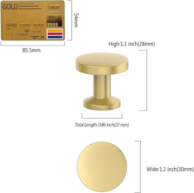 Detalle de Set Amerdeco da 10 pomelli oro opaco per mobili da cucina UK0071