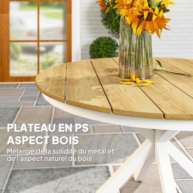 Detalle de Table de jardin ronde 118 cm Outsunny