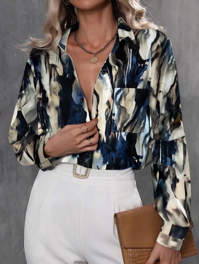 Detalle 2 de Zeagoo Button-Down Floral Long Sleeve Shirt