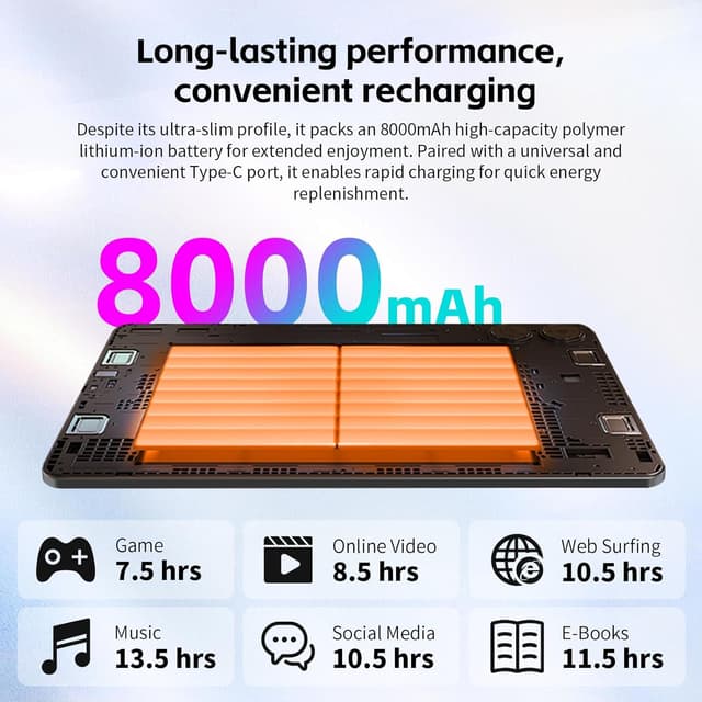 Detalle de TECLAST T65 13-inch Android 16 Tablet Bundle with Keyboard (2-in-1) — 20GB+128GB, 120Hz, 4G LTE