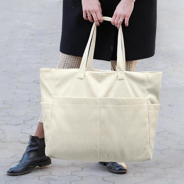 Detalle de beifon Cord Strandtasche xxl 25L mit 17 Zoll Fach