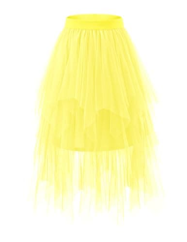 Imagen de bridesmay Falda de Tul con Lentejuelas para Mujer Moderna Fluida de Cintura Alta Falda Tutú Asimétrica Línea A Hada Halloween Fiesta Tutús, M en OfertitasTOP