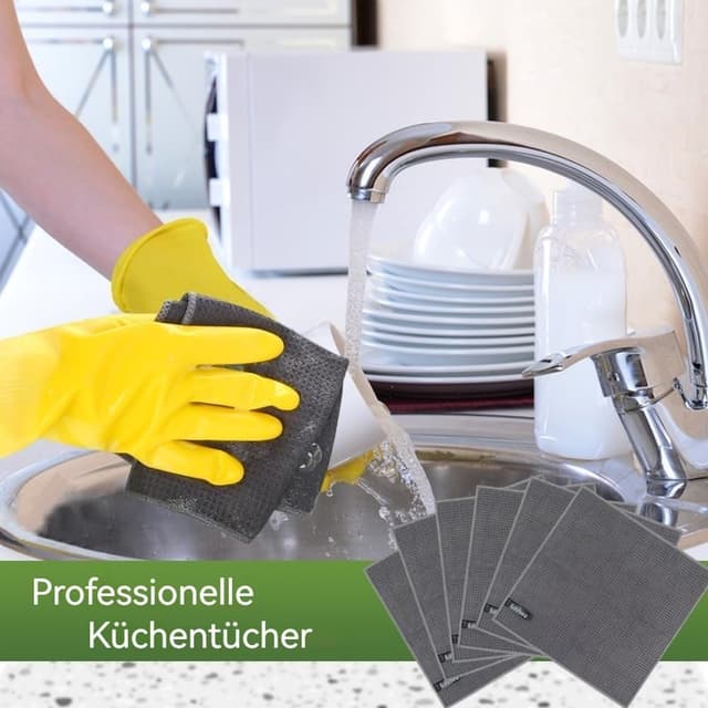 Detalle 2 de KinHwa Mikrofaser-Reinigungstücher (6er Set) grau, 30 x 30 cm – waschbar, saugstark