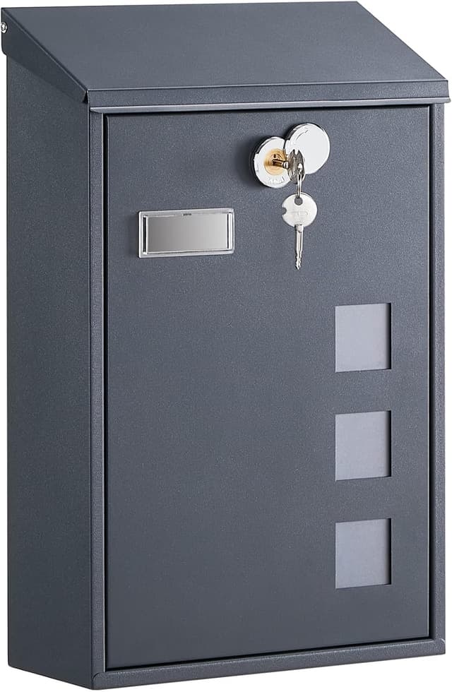 Detalle de SONGMICS Post Box Anthracite Grey 11.5x25.5x39.5 cm